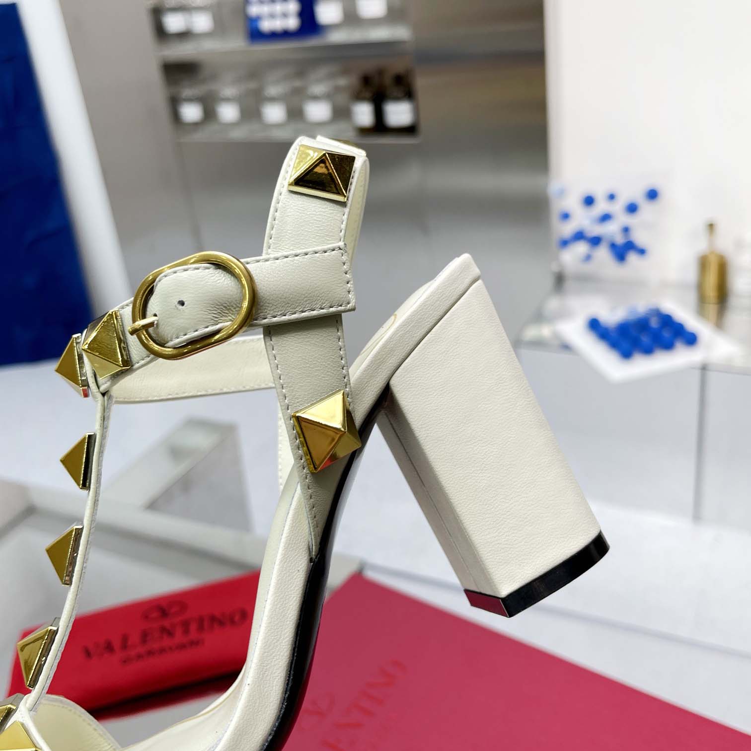 Valent Garavani Roman Stud Leather Ankle Strap Sandal - DopestKickz