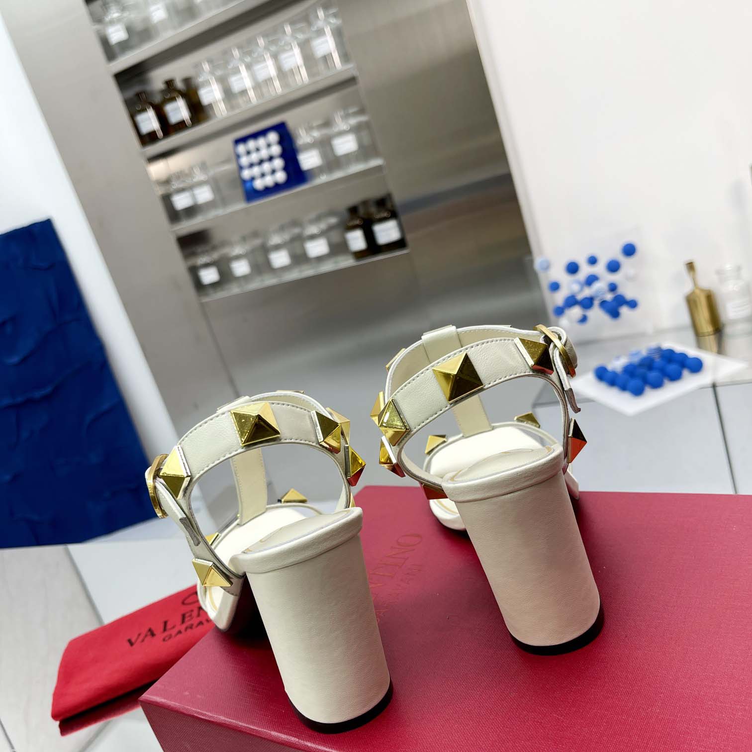 Valent Garavani Roman Stud Leather Ankle Strap Sandal - DopestKickz