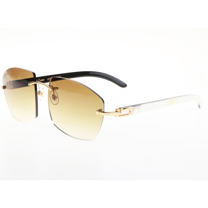 Cartier CT 4189706 White Mix Black Buffalo Sunglasses In Gold Gradient Brown - DopestKickz