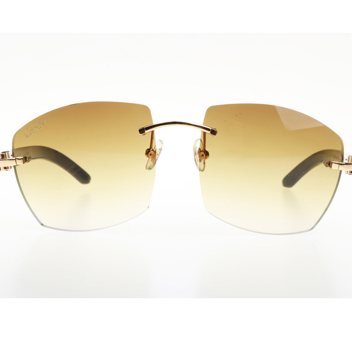 Cartier CT 4189706 White Mix Black Buffalo Sunglasses In Gold Gradient Brown - DopestKickz