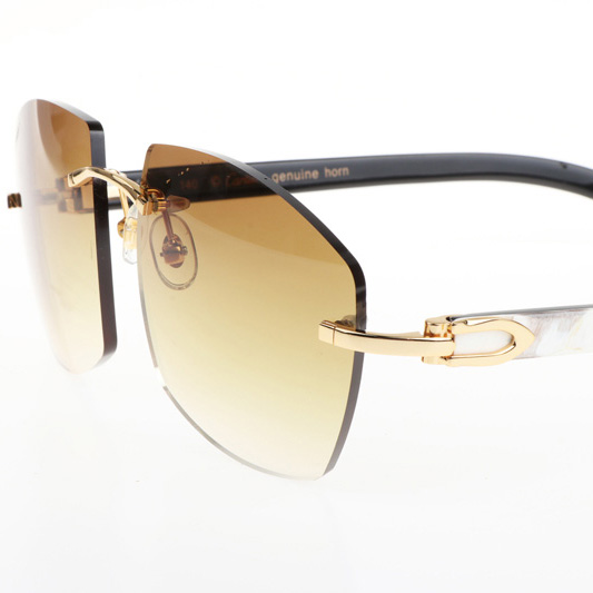 Cartier CT 4189706 White Mix Black Buffalo Sunglasses In Gold Gradient Brown - DopestKickz