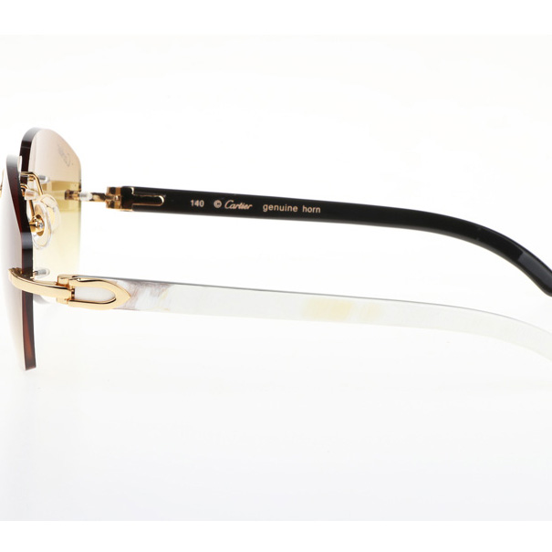 Cartier CT 4189706 White Mix Black Buffalo Sunglasses In Gold Gradient Brown - DopestKickz
