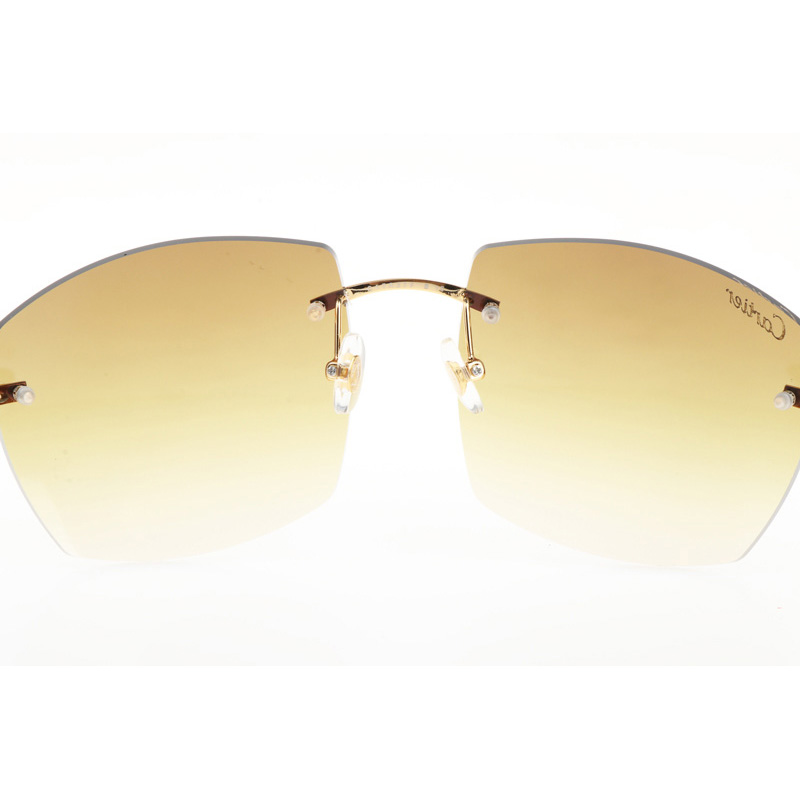 Cartier CT 4189706 White Mix Black Buffalo Sunglasses In Gold Gradient Brown - DopestKickz
