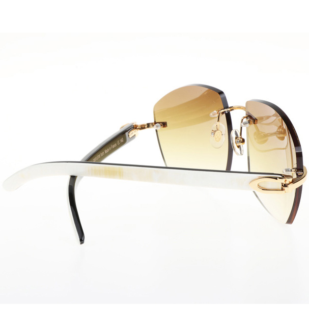 Cartier CT 4189706 White Mix Black Buffalo Sunglasses In Gold Gradient Brown - DopestKickz
