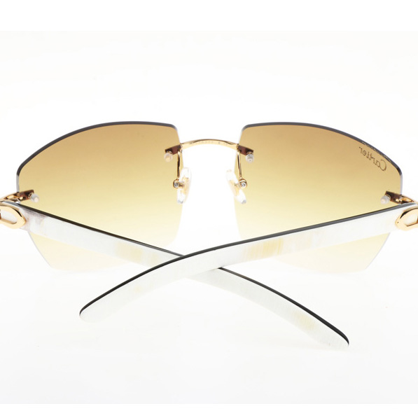 Cartier CT 4189706 White Mix Black Buffalo Sunglasses In Gold Gradient Brown - DopestKickz