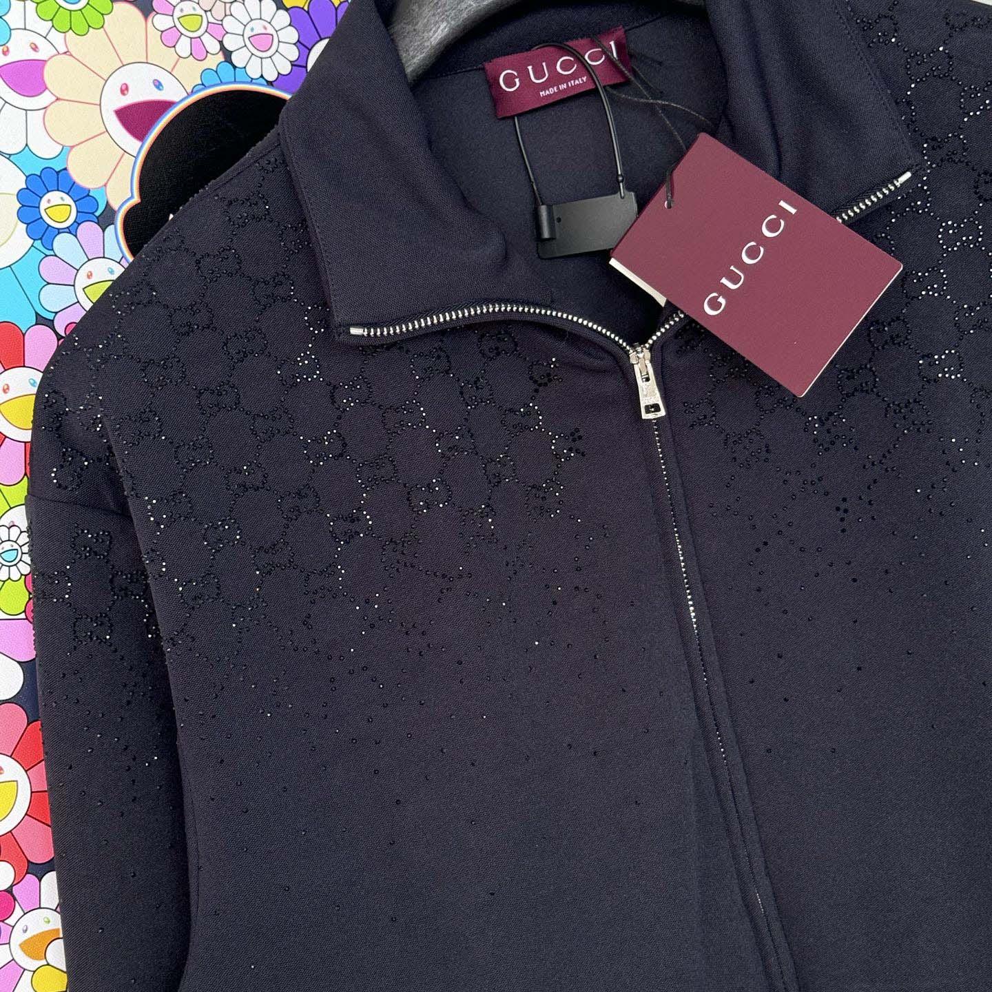 Gucci Technical Jersey Zip Jacket With Crystals - DopestKickz