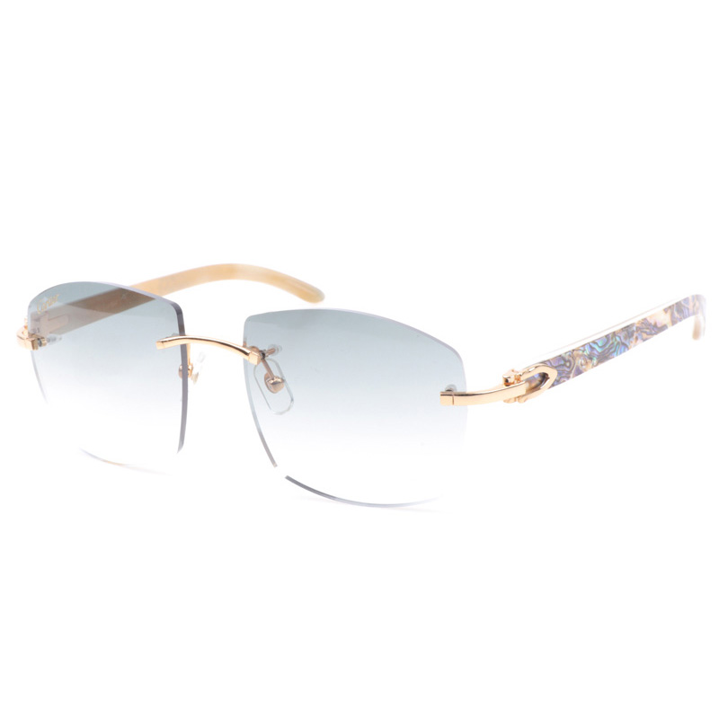 Cartier CT 4189706 Shell Mix White Buffalo Sunglasses In Gold Gradient Grey - DopestKickz