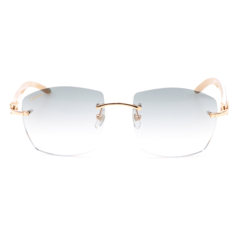Cartier CT 4189706 Shell Mix White Buffalo Sunglasses In Gold Gradient Grey - DopestKickz