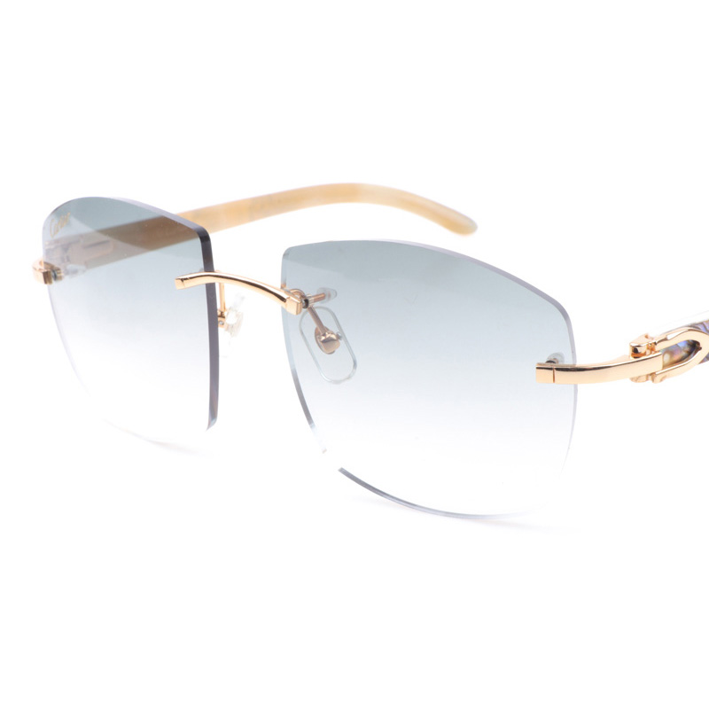 Cartier CT 4189706 Shell Mix White Buffalo Sunglasses In Gold Gradient Grey - DopestKickz