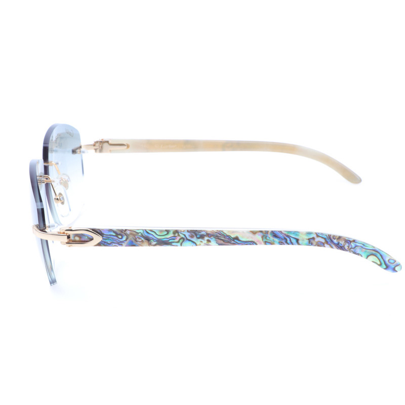 Cartier CT 4189706 Shell Mix White Buffalo Sunglasses In Gold Gradient Grey - DopestKickz