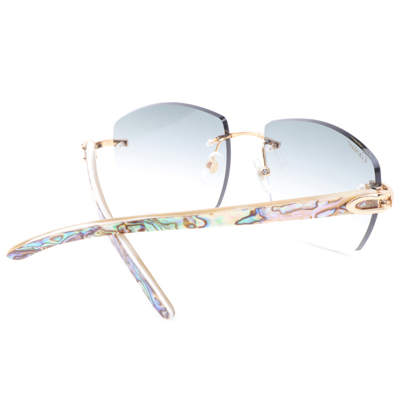 Cartier CT 4189706 Shell Mix White Buffalo Sunglasses In Gold Gradient Grey - DopestKickz