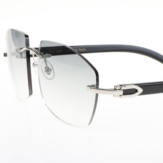 Cartier CT 4189706 Black Buffalo Sunglasses In Silver Gradient Grey - DopestKickz