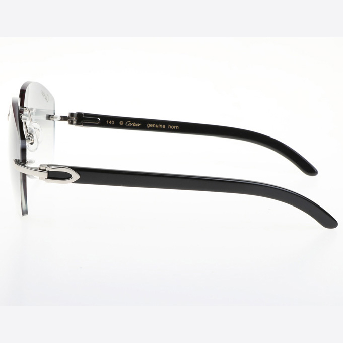 Cartier CT 4189706 Black Buffalo Sunglasses In Silver Gradient Grey - DopestKickz