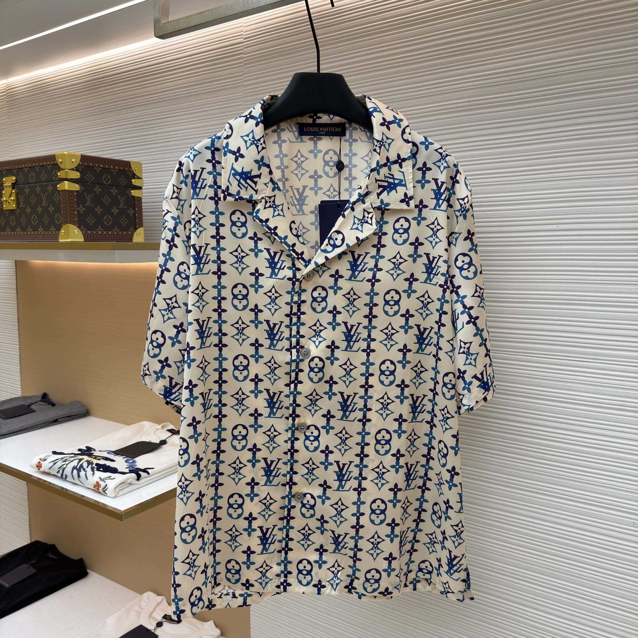 Louis Vuitton Monogram Printed Silk Short-Sleeved Shirt   1AJUOH - DopestKickz