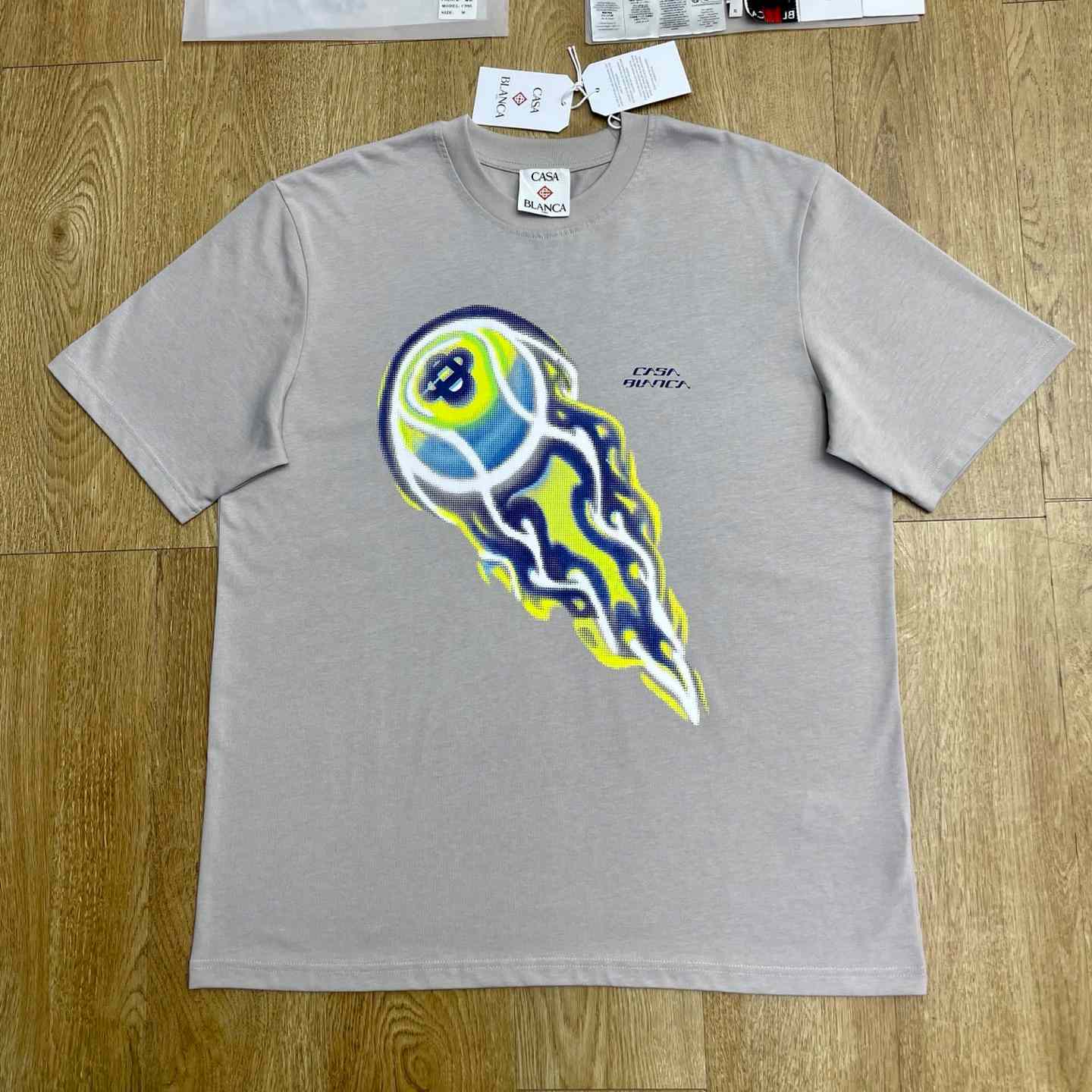 Casablanca FLAMING TENNIS BALL OVERSIZED SHORT SLEEVE T‑SHIRT C1115 - DopestKickz