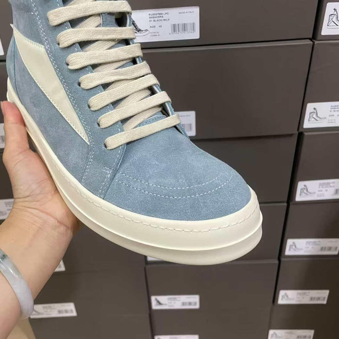 Rick Owens Blue Porterville High Vintage Sneakers - DopestKickz