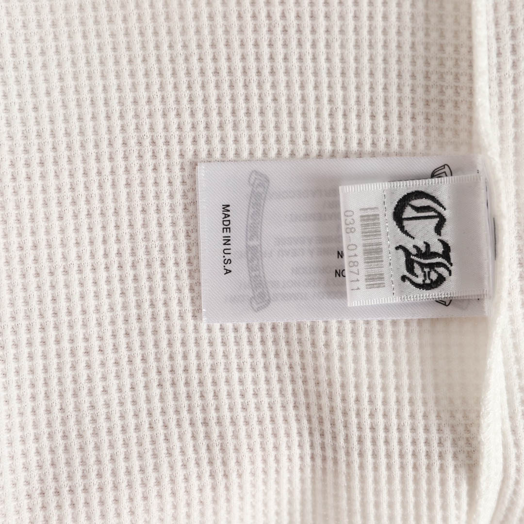 Chrome Hearts White Thermal Leather Cross Patch Long Sleeve Tee - DopestKickz