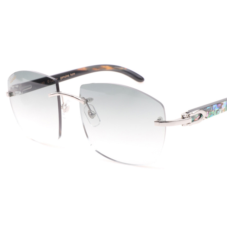 Cartier CT 4189706 Shell Mix Black Buffalo Sunglasses In Silver Gradient Grey - DopestKickz