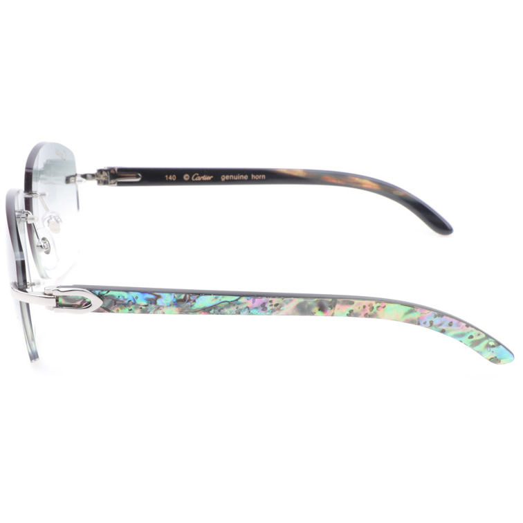 Cartier CT 4189706 Shell Mix Black Buffalo Sunglasses In Silver Gradient Grey - DopestKickz