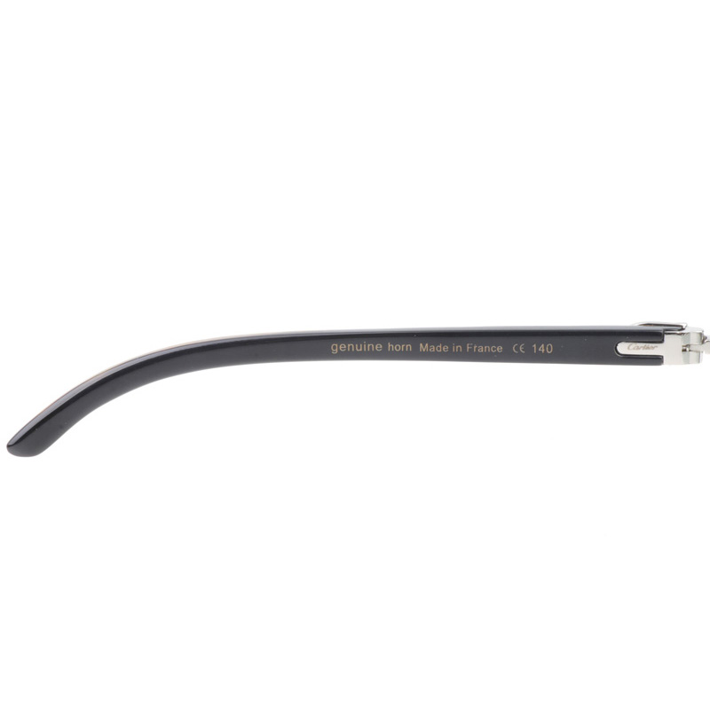 Cartier CT 4189706 Shell Mix Black Buffalo Sunglasses In Silver Gradient Grey - DopestKickz