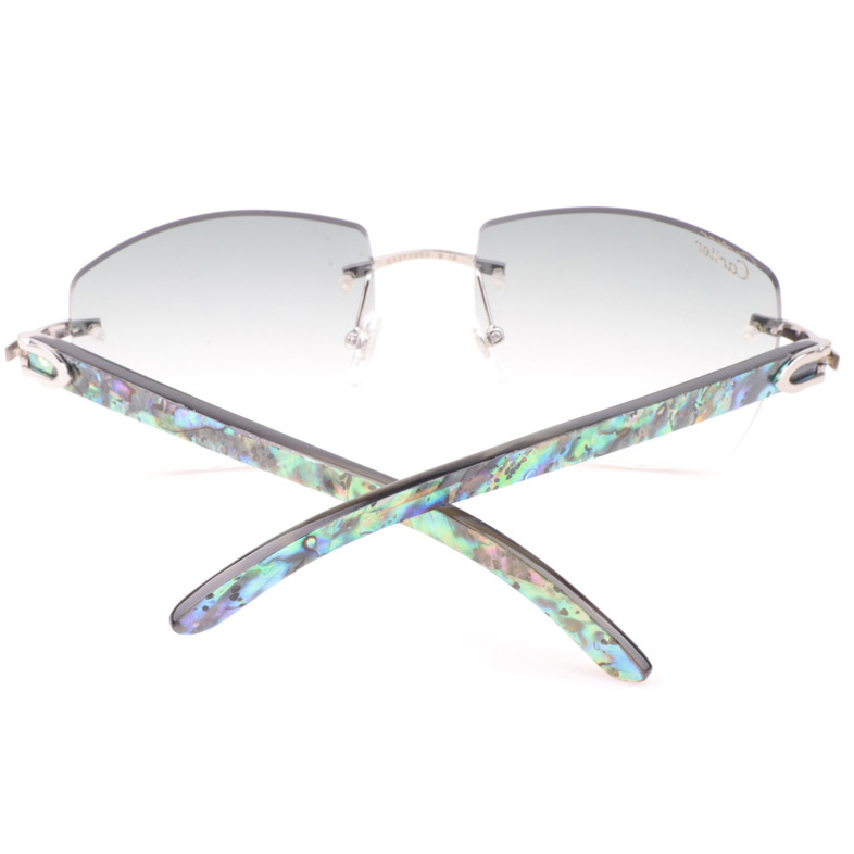 Cartier CT 4189706 Shell Mix Black Buffalo Sunglasses In Silver Gradient Grey - DopestKickz