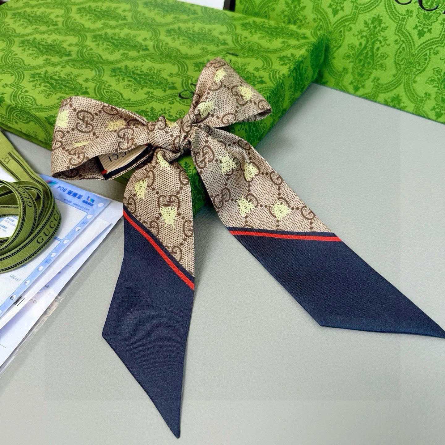 Gucci GG Jacquard Silk Scarf 6x90cm - DopestKickz