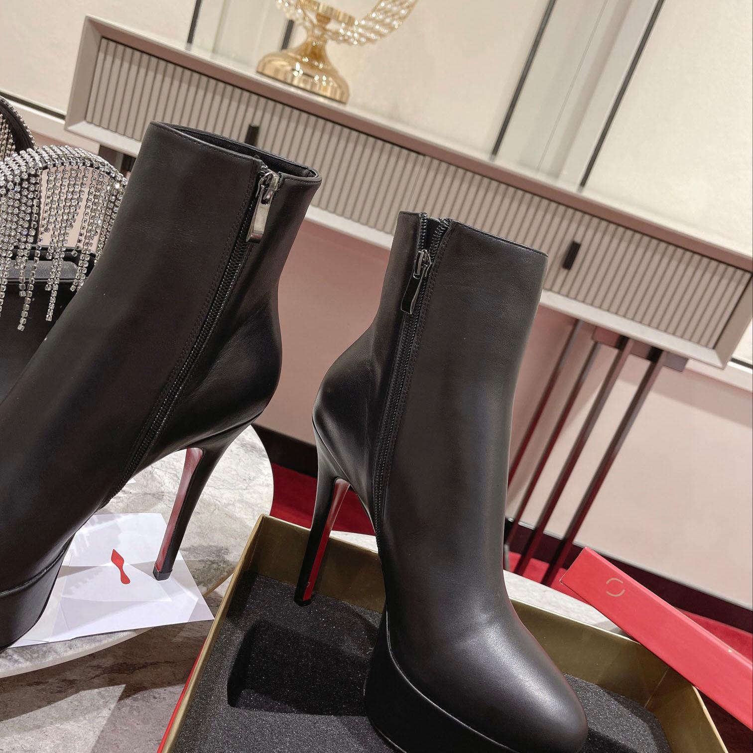Christian Louboutin Black Bianca Leather Boots - DopestKickz