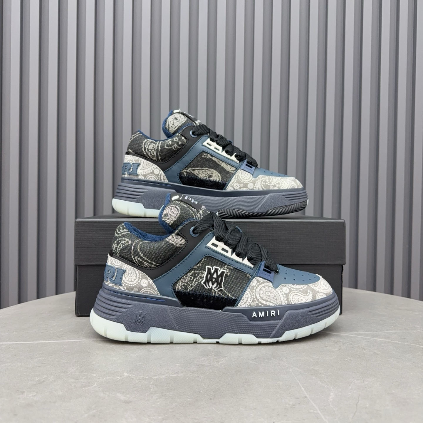 Amir Blue Bandana Jacquard MA-1 Sneakers - DopestKickz