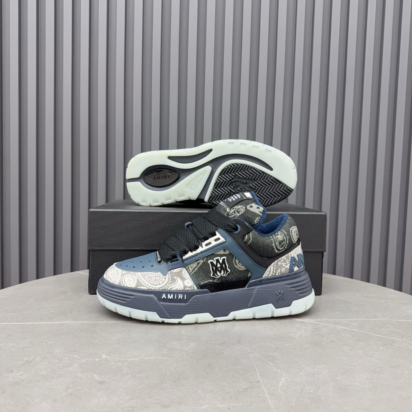 Amir Blue Bandana Jacquard MA-1 Sneakers - DopestKickz