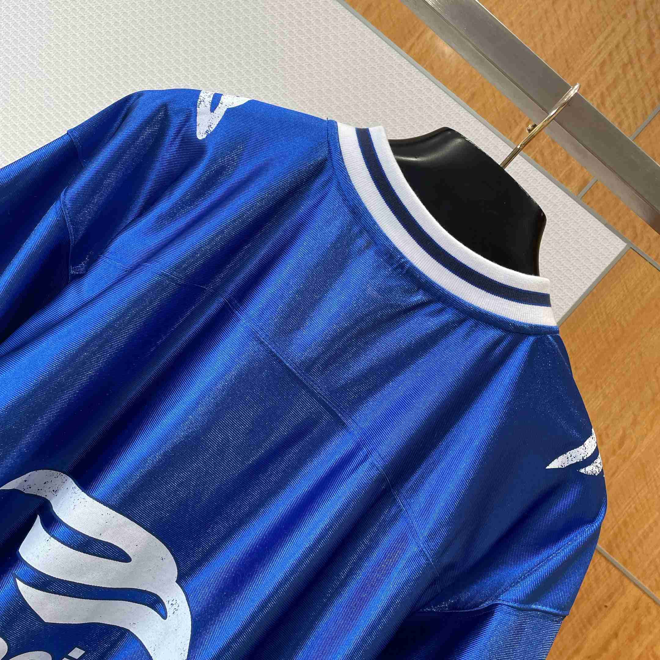 Balenciaga 3b Football V-neck T-shirt Oversized in Royal Blue - DopestKickz