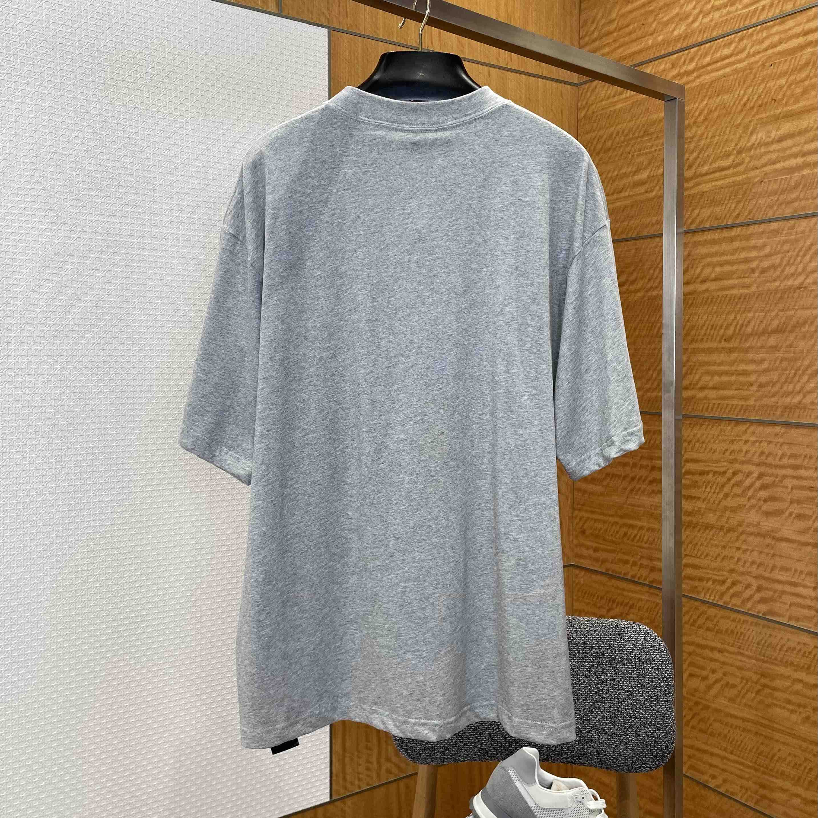 Balenciaga Cursive T-Shirt Medium Fit in Light Heather Grey - DopestKickz