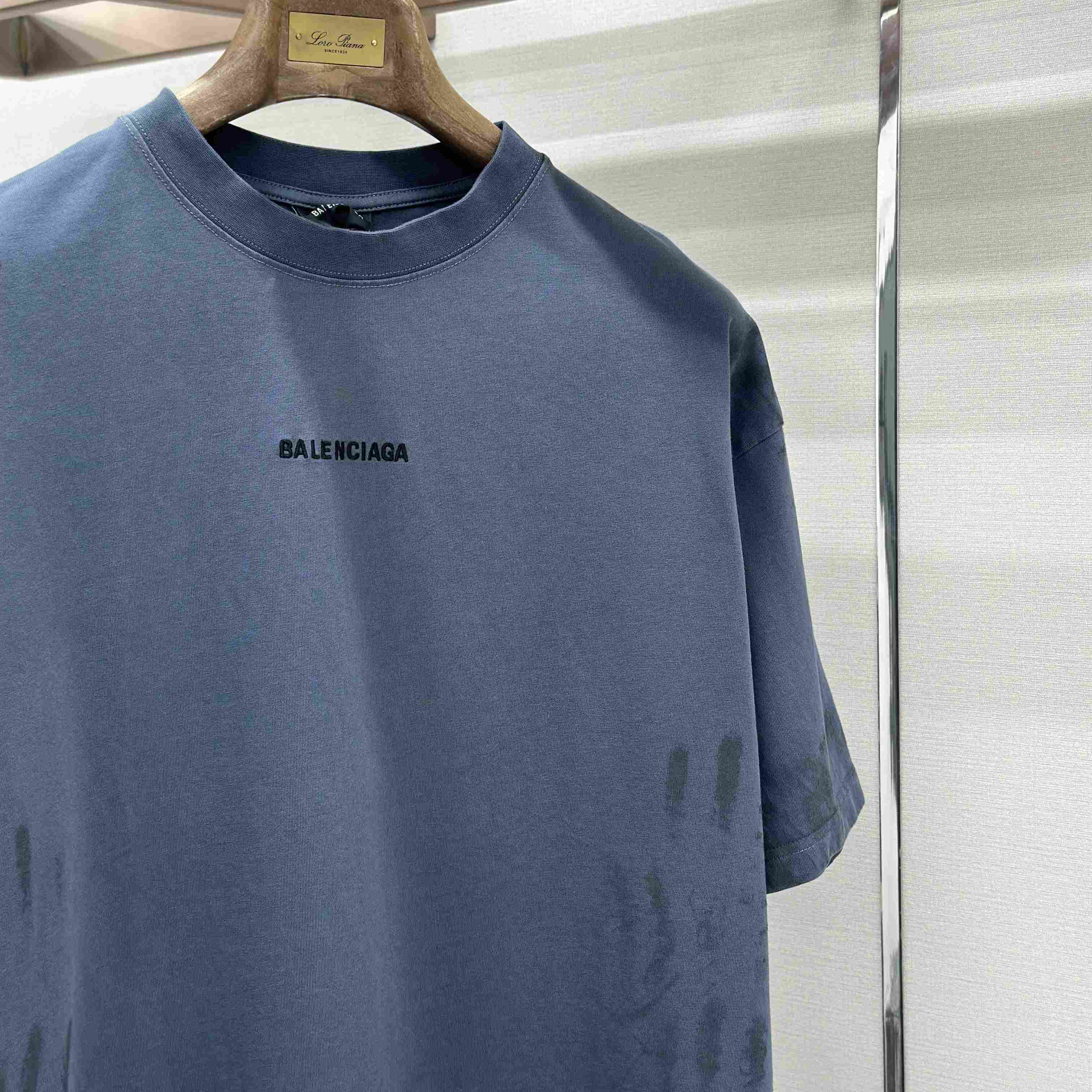 Balenciaga Balenciaga Back T-shirt Medium Fit in Faded Dark Blue - DopestKickz