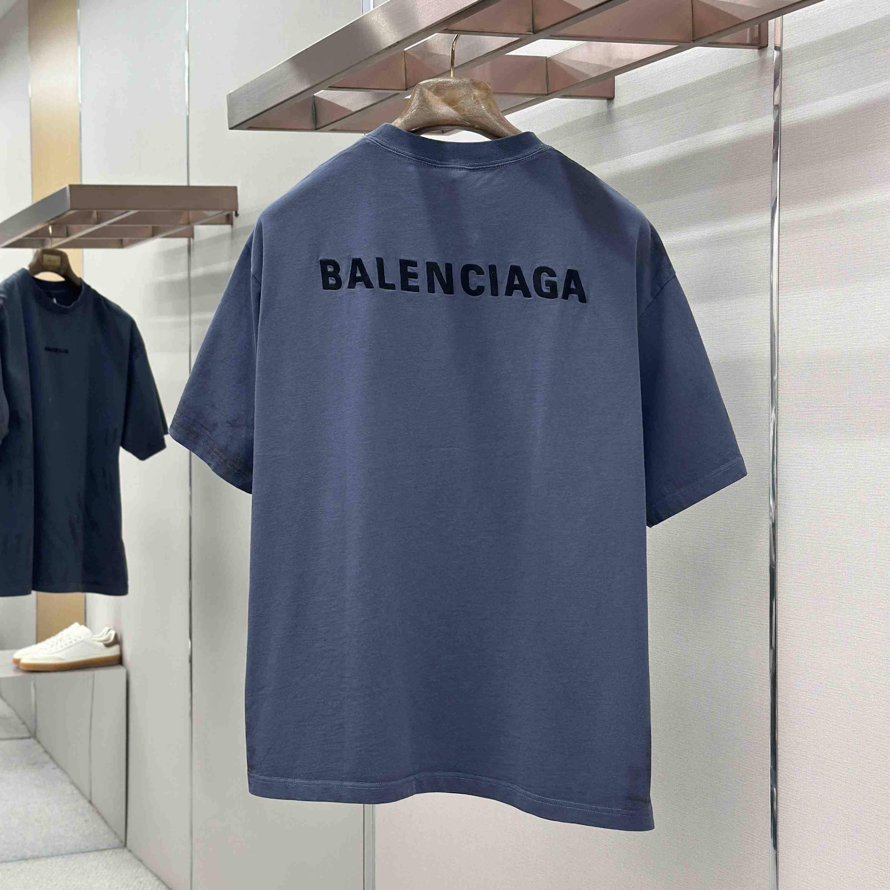 Balenciaga Balenciaga Back T-shirt Medium Fit in Faded Dark Blue - DopestKickz