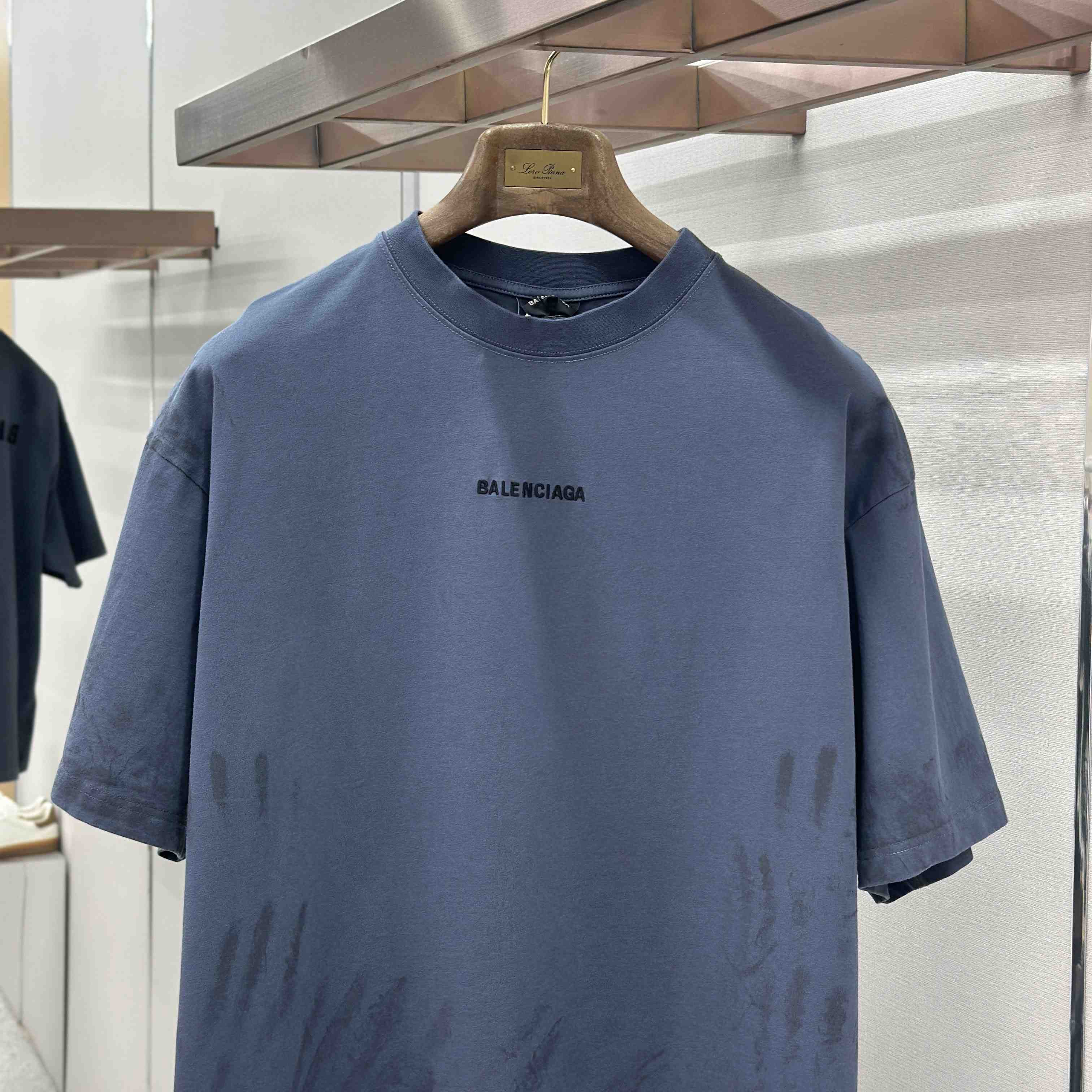 Balenciaga Balenciaga Back T-shirt Medium Fit in Faded Dark Blue - DopestKickz