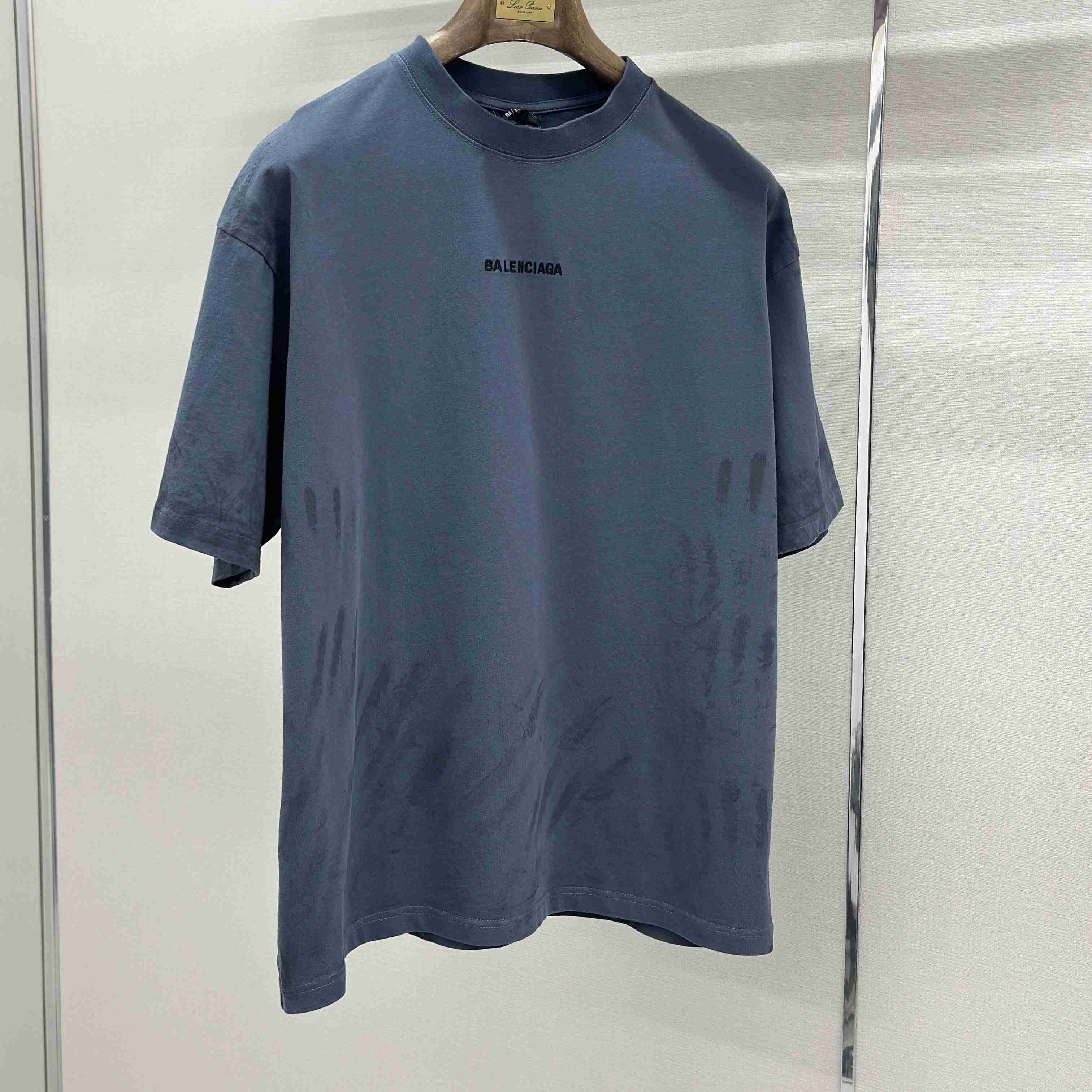 Balenciaga Balenciaga Back T-shirt Medium Fit in Faded Dark Blue - DopestKickz