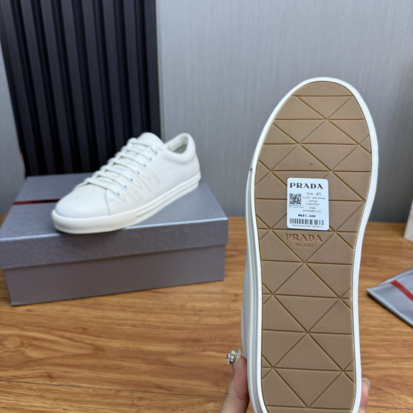 Prada Distressed Leather Sneakers - DopestKickz