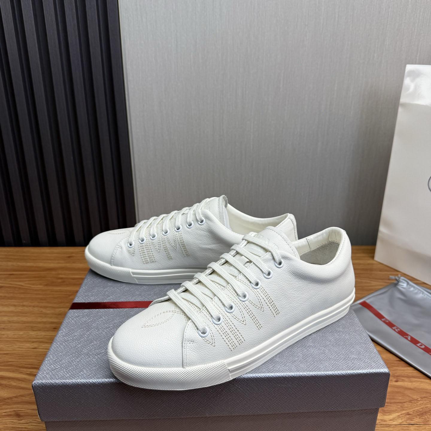 Prada Distressed Leather Sneakers - DopestKickz