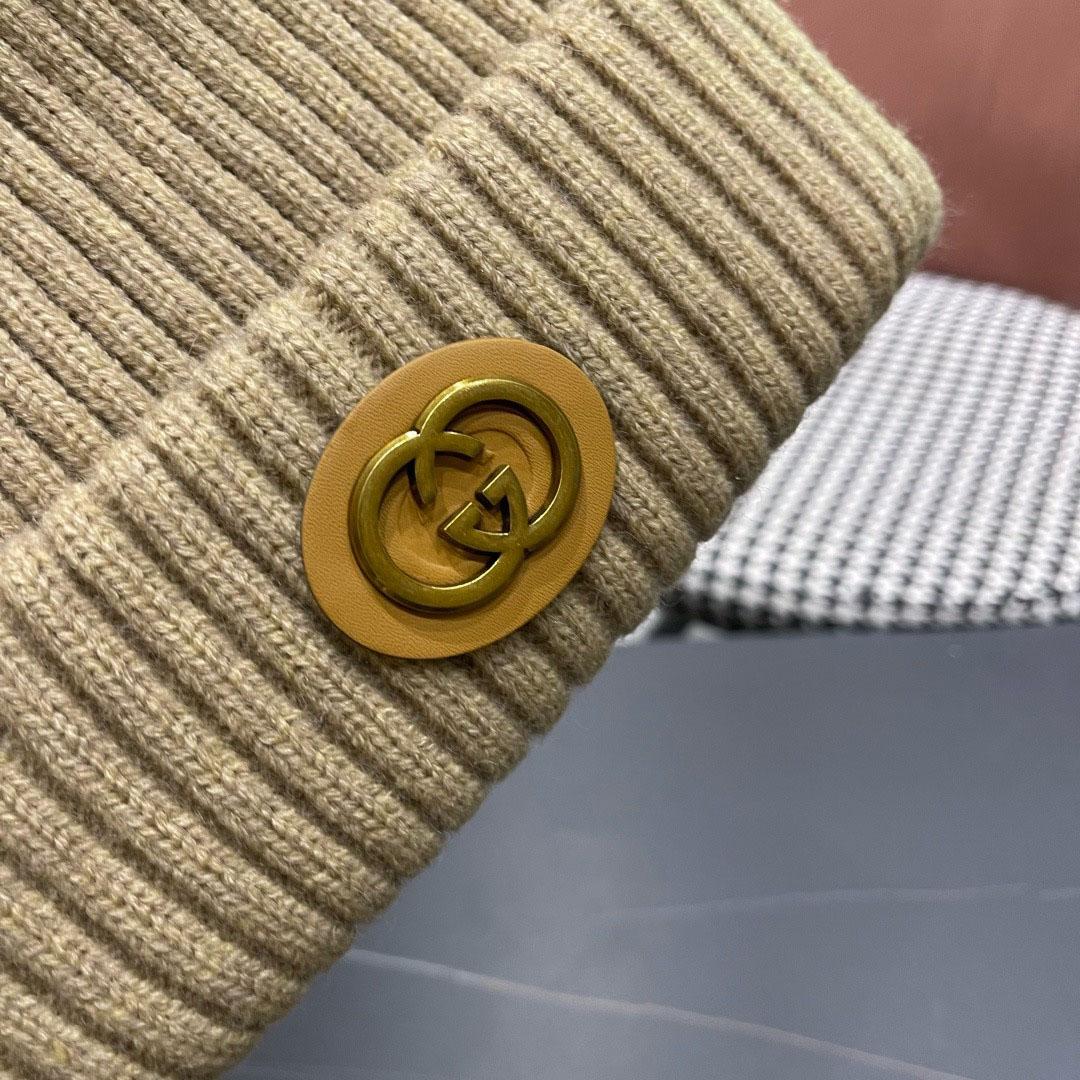 Gucci  Wool Cashmere Hat With Double G - DopestKickz