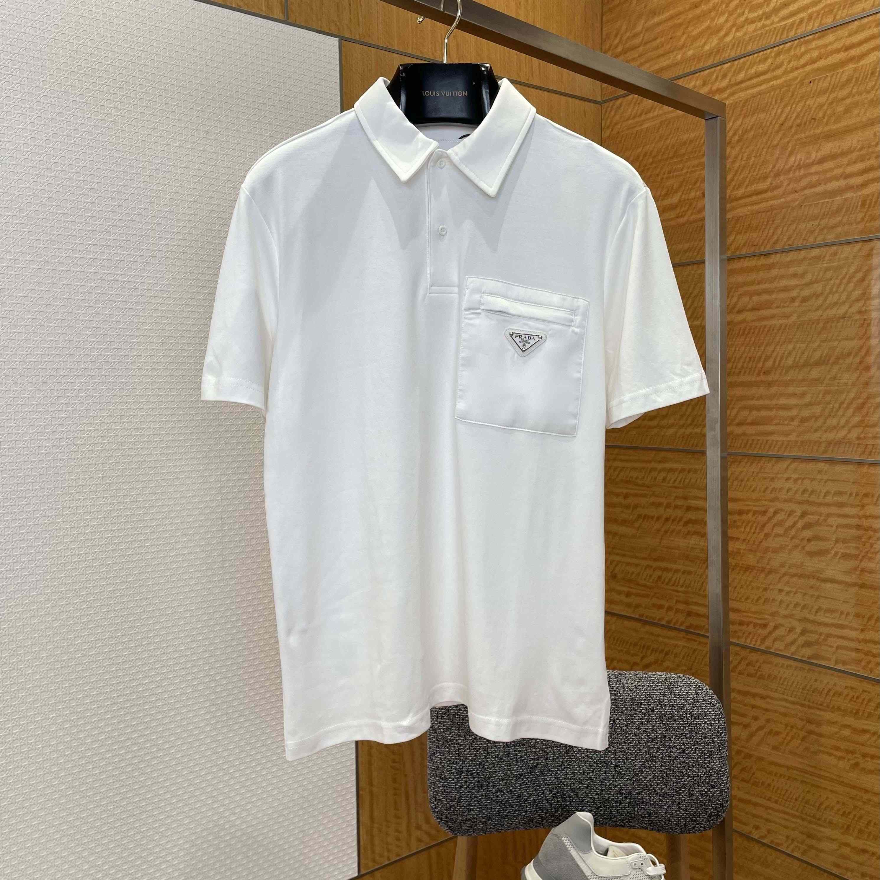 Prada Stretch Cotton Polo Shirt With Re-Nylon Details - DopestKickz
