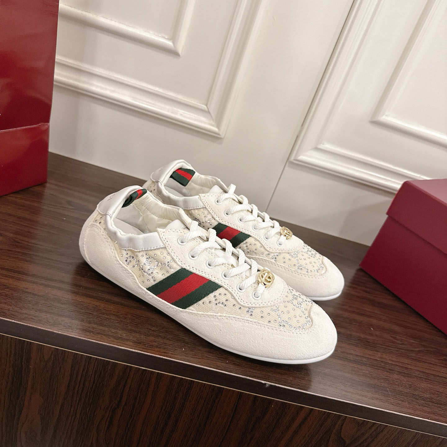 Gucci Women's Gucci Shift GG Crystal Sneaker - DopestKickz