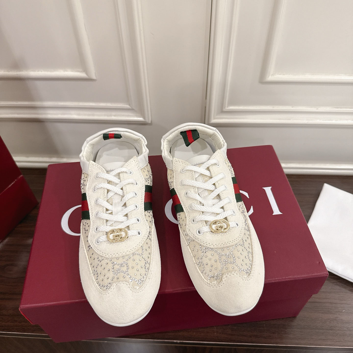 Gucci Women's Gucci Shift GG Crystal Sneaker - DopestKickz