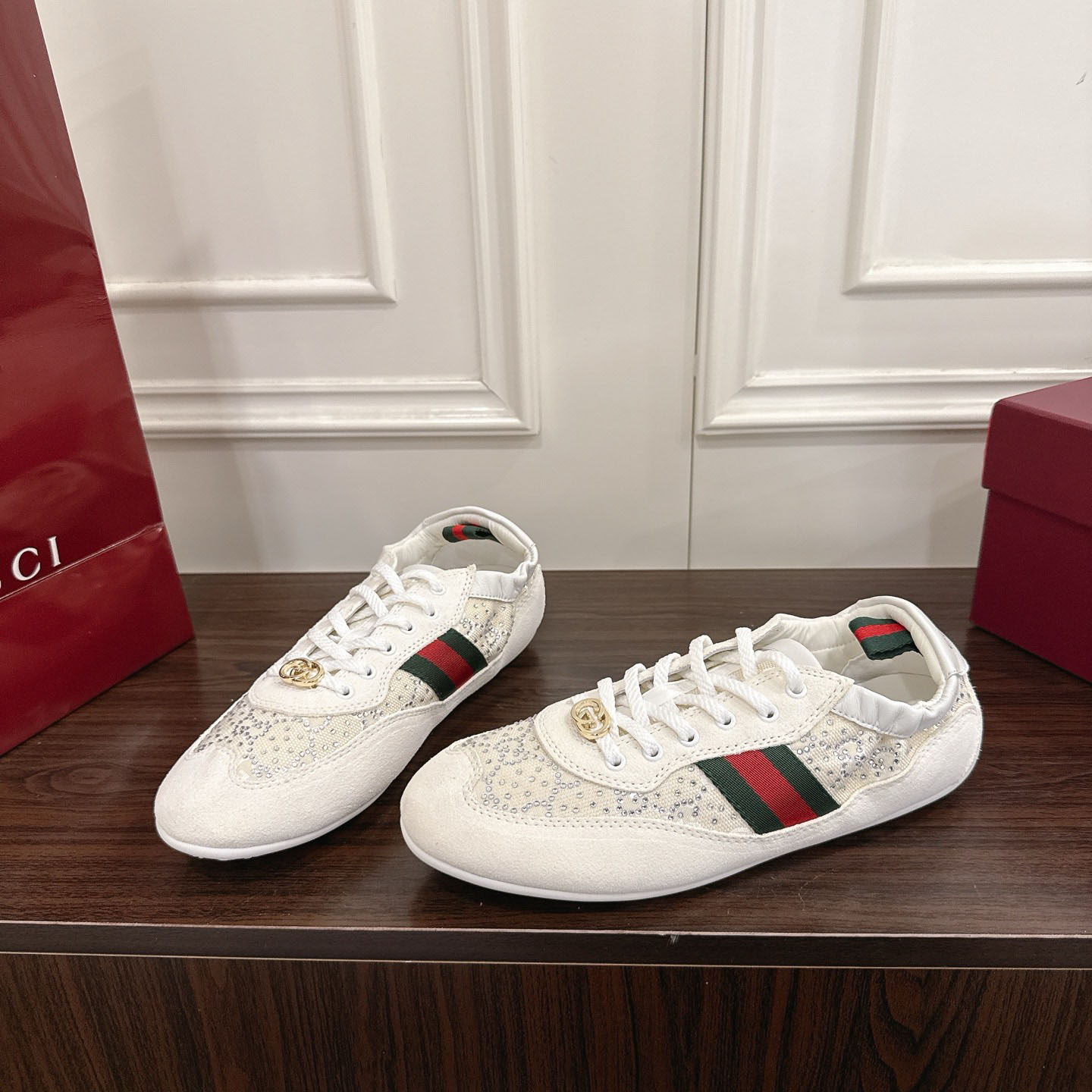 Gucci Women's Gucci Shift GG Crystal Sneaker - DopestKickz