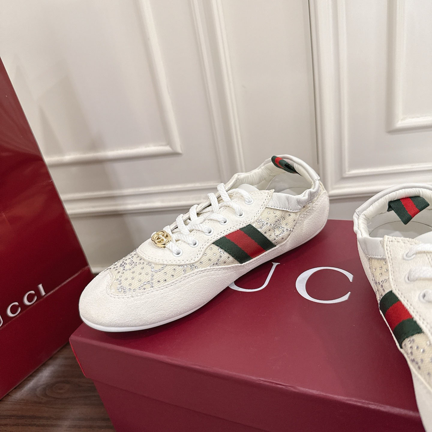 Gucci Women's Gucci Shift GG Crystal Sneaker - DopestKickz