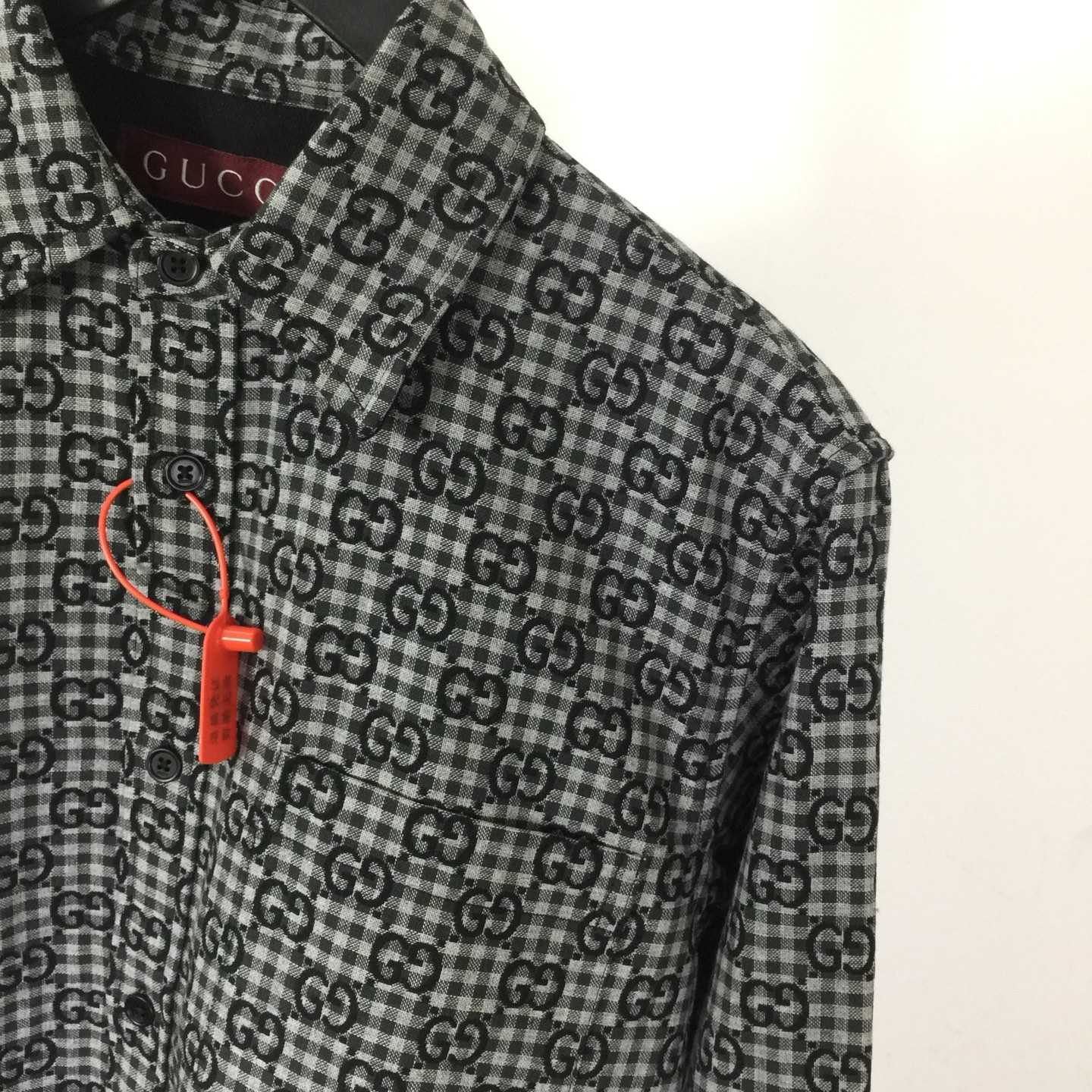 Gucci GG Gingham Cotton Wool Jacquard Shirt - DopestKickz