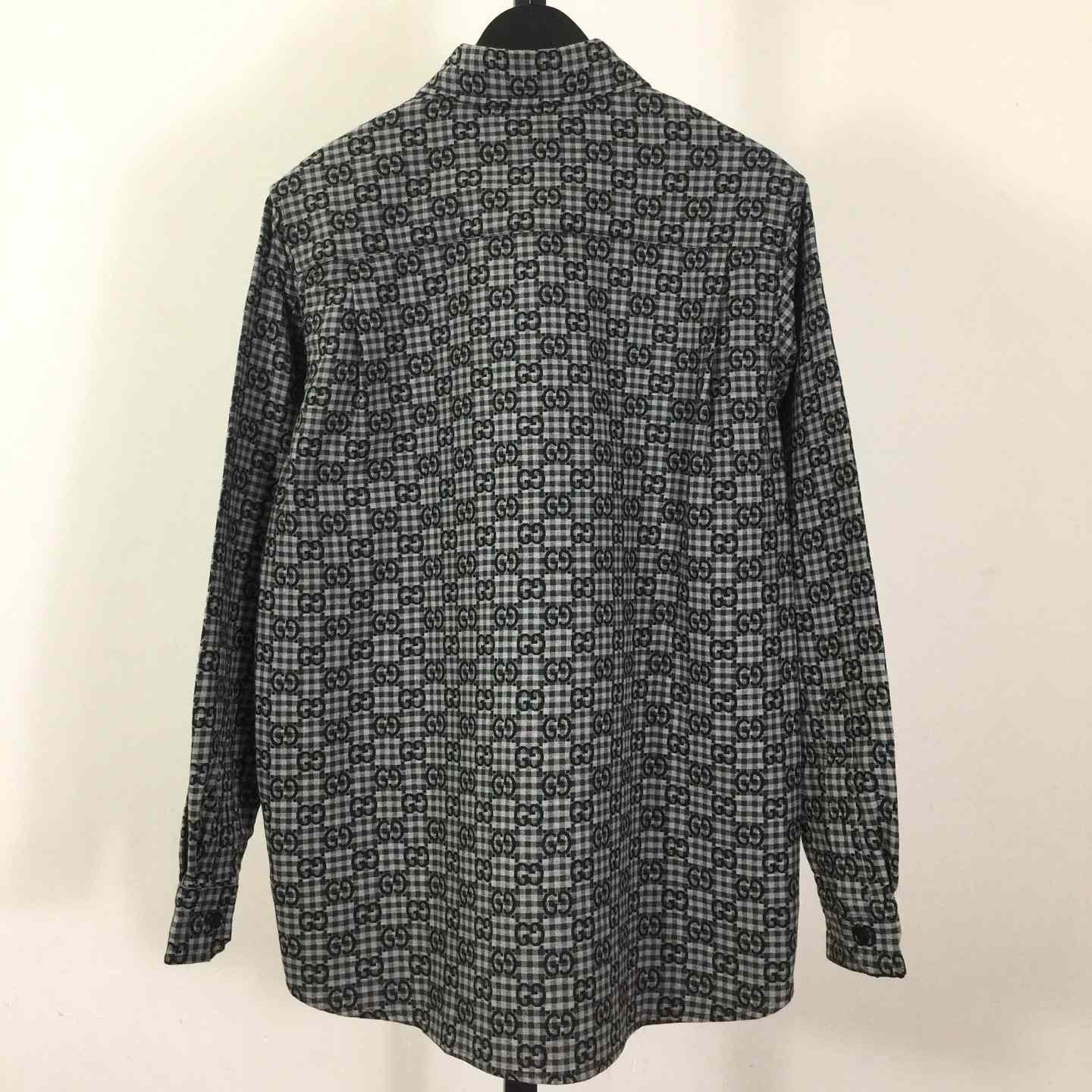 Gucci GG Gingham Cotton Wool Jacquard Shirt - DopestKickz