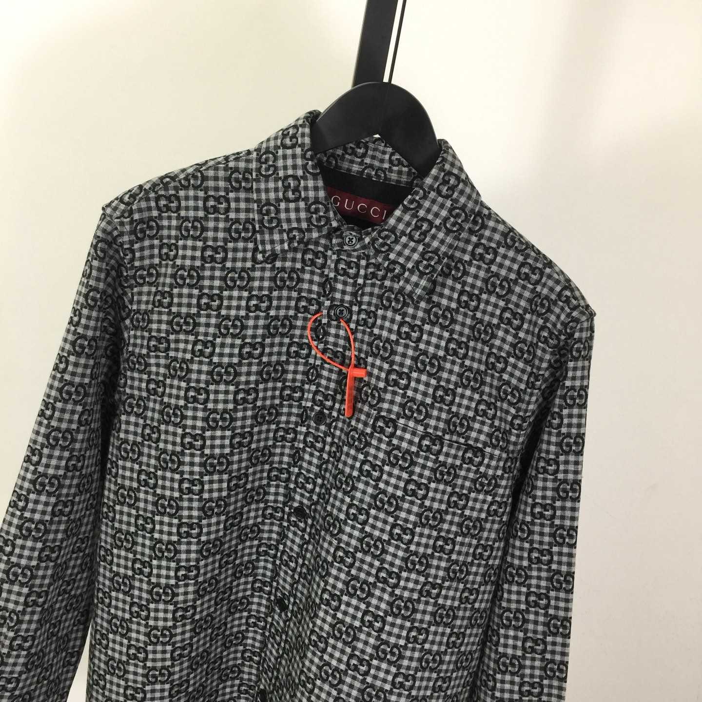 Gucci GG Gingham Cotton Wool Jacquard Shirt - DopestKickz