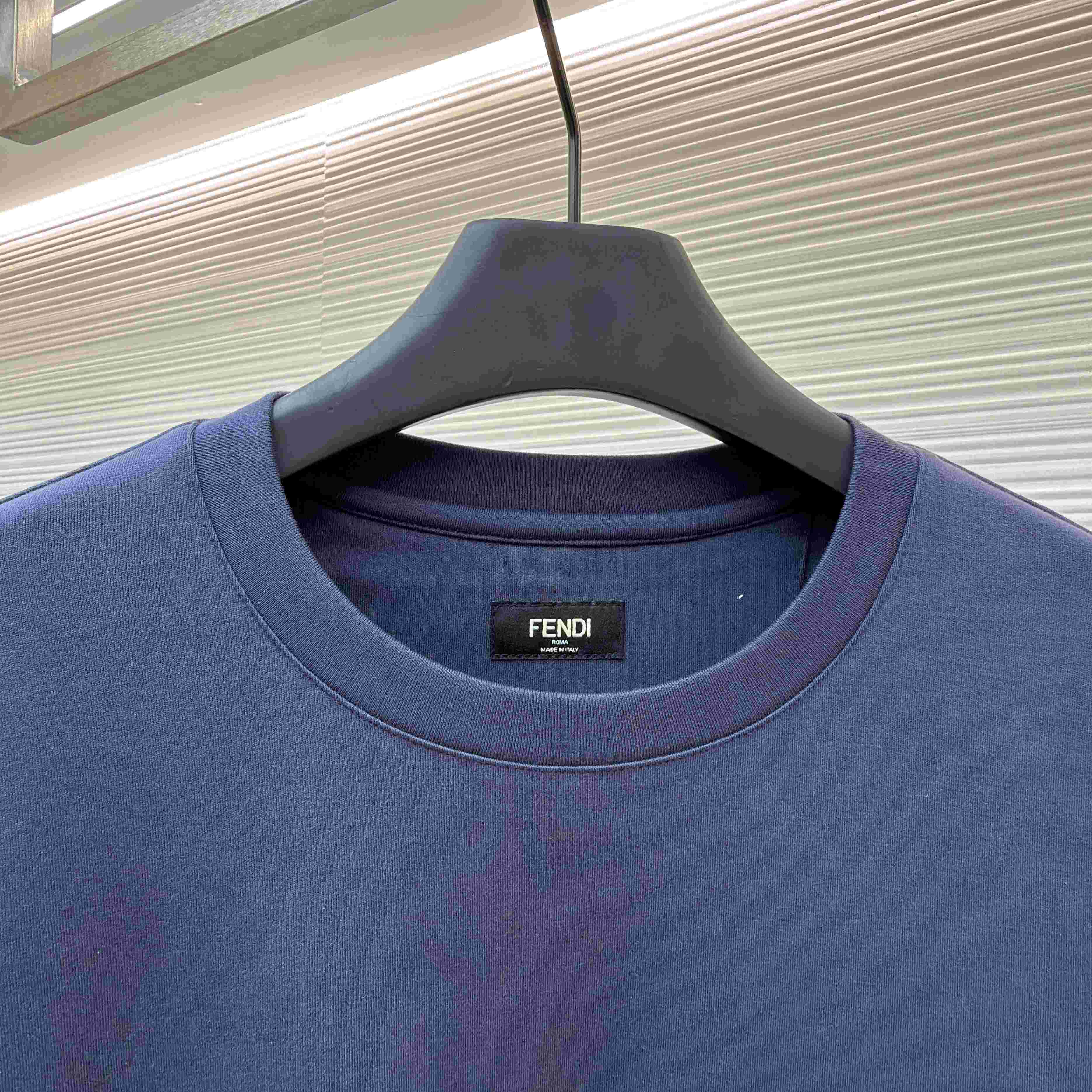 Fendi Navy Blue Cotton T-shirt - DopestKickz