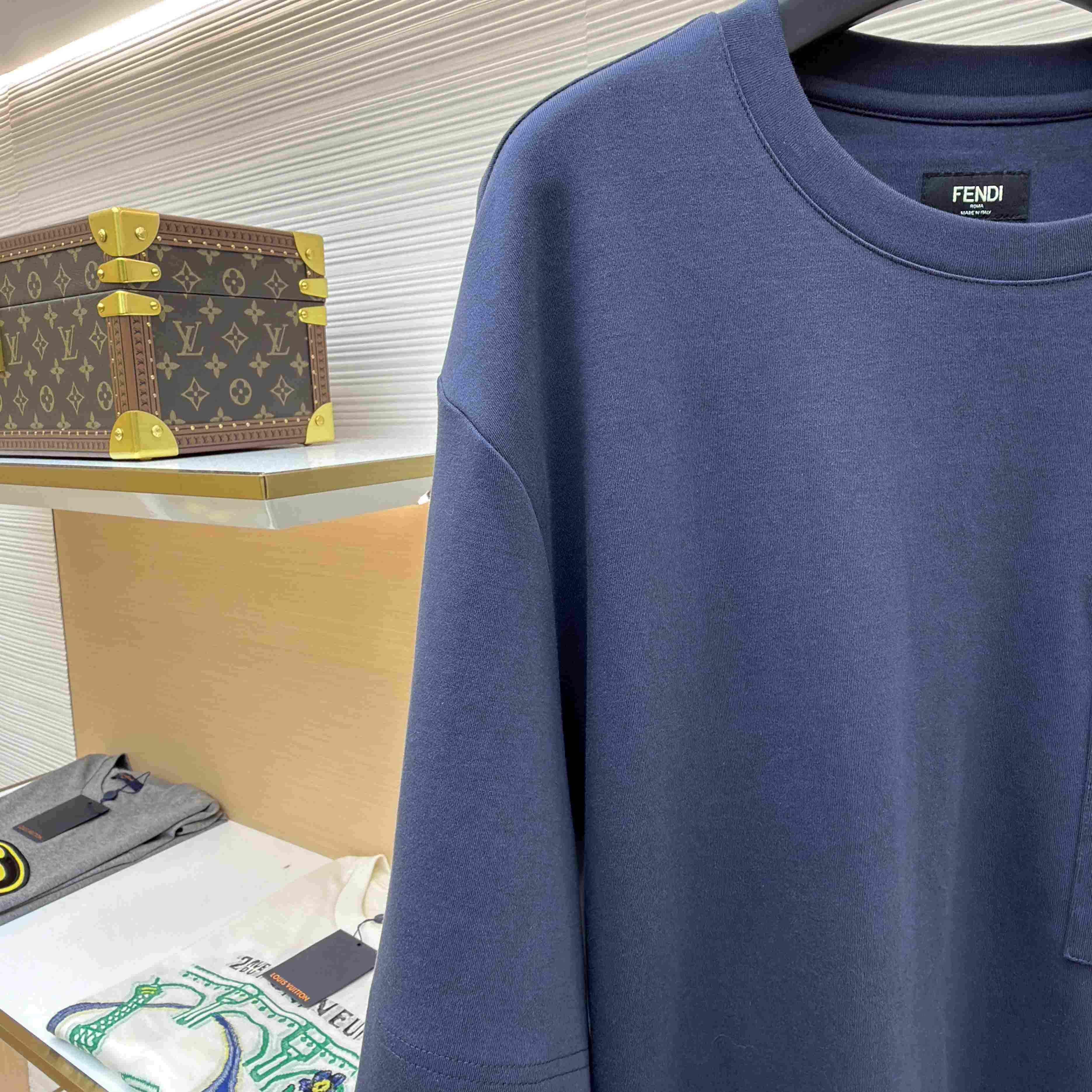 Fendi Navy Blue Cotton T-shirt - DopestKickz