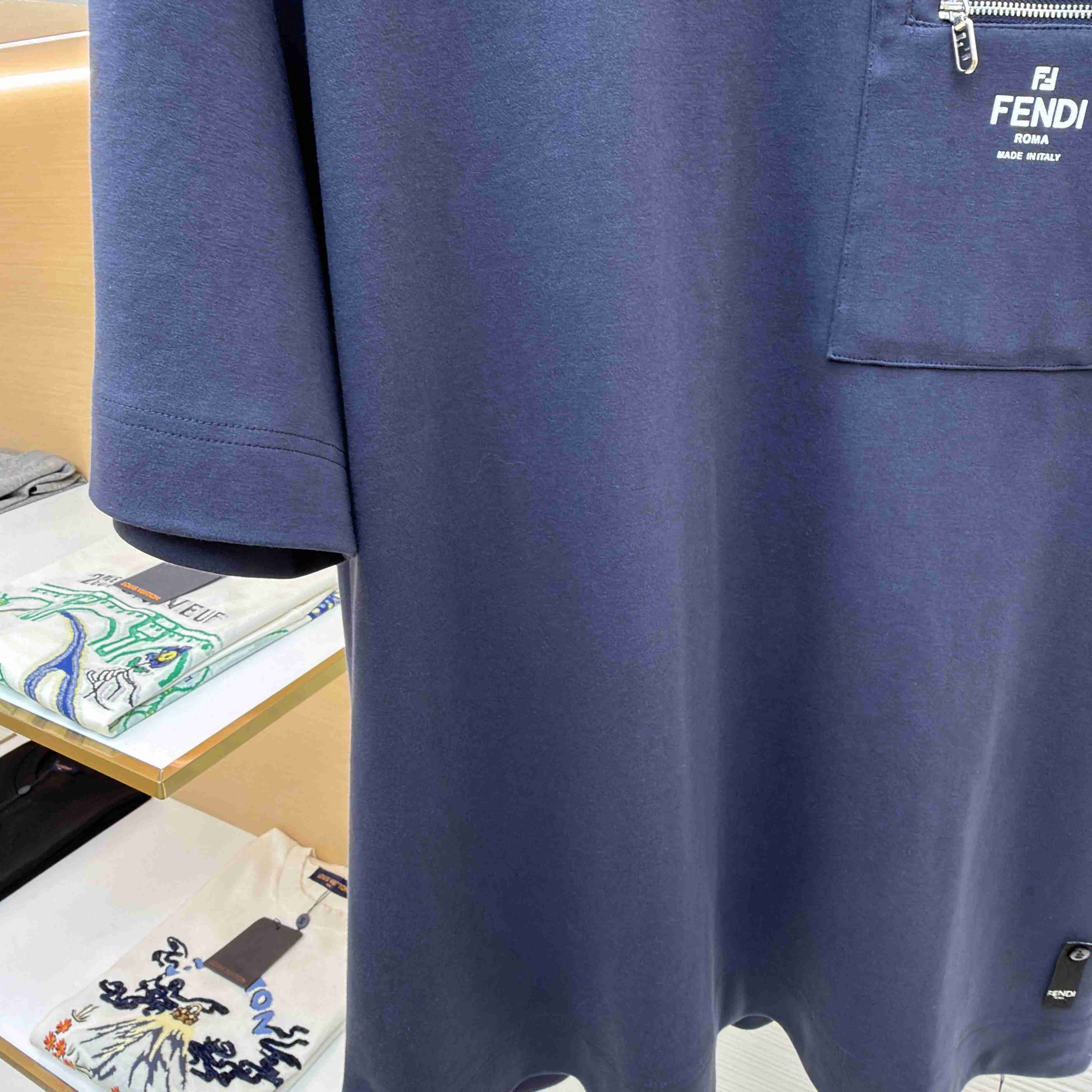 Fendi Navy Blue Cotton T-shirt - DopestKickz