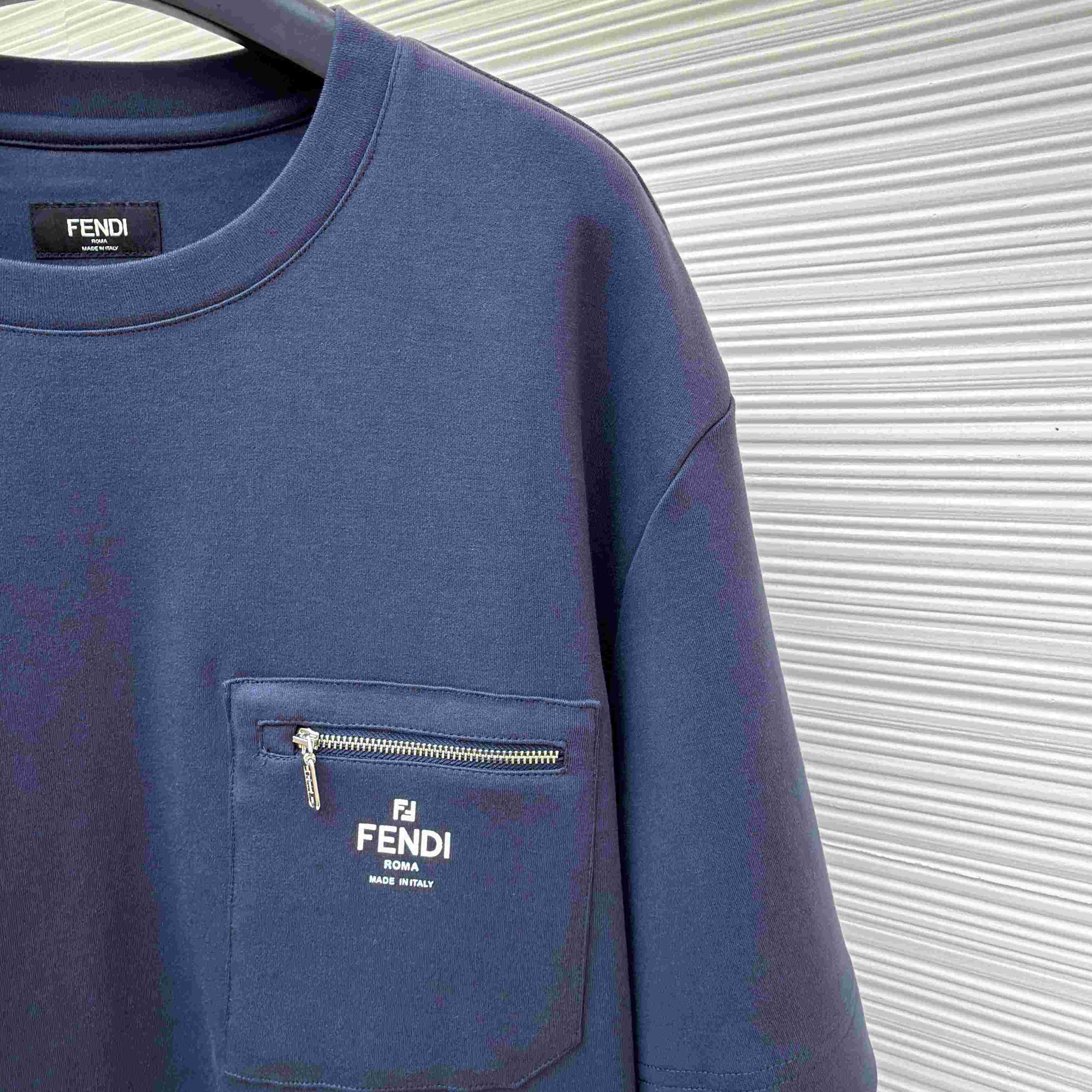 Fendi Navy Blue Cotton T-shirt - DopestKickz